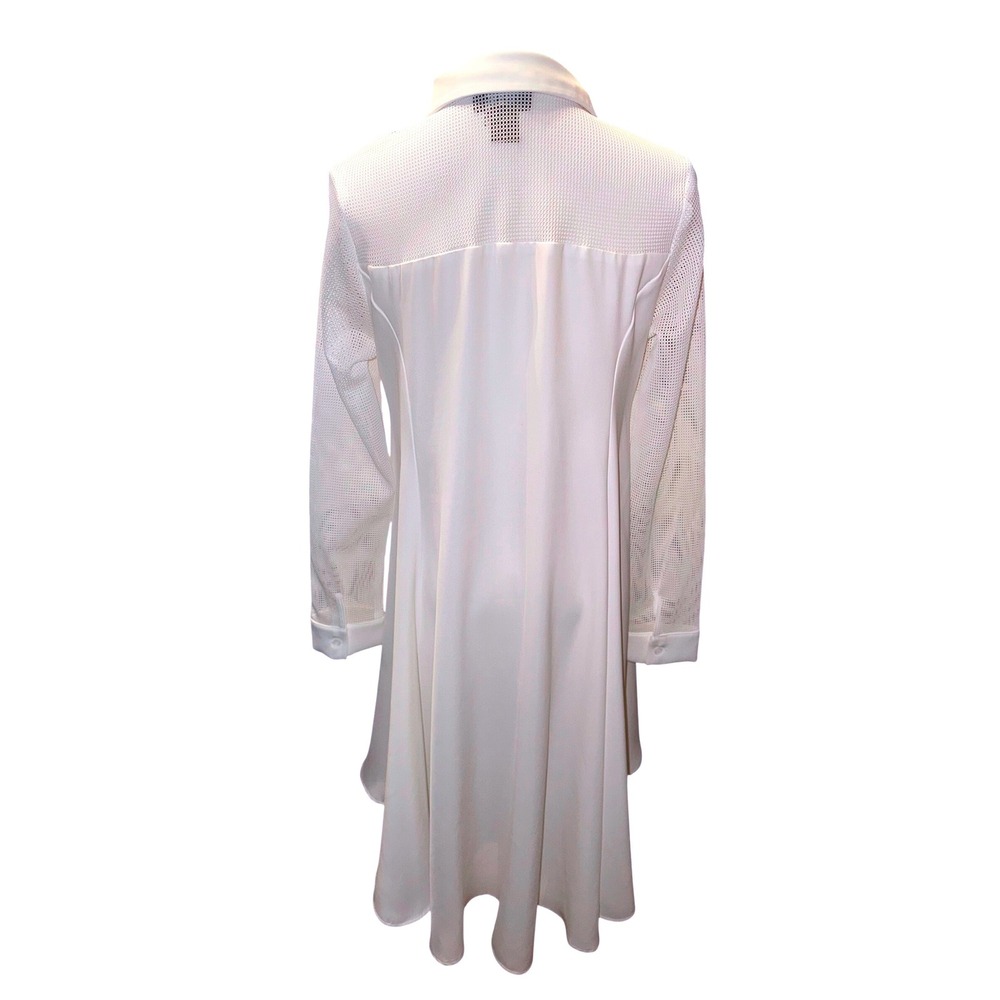 Gracia White Mesh Panel High-Low Button Down‎ Tunic Shirt D23566 Womens Medium - Picture 8 of 12